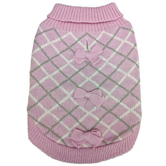 Plaid Dog Sweater - Pink