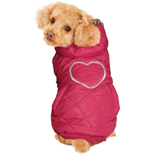 Puffer Coat - Pink With Heart